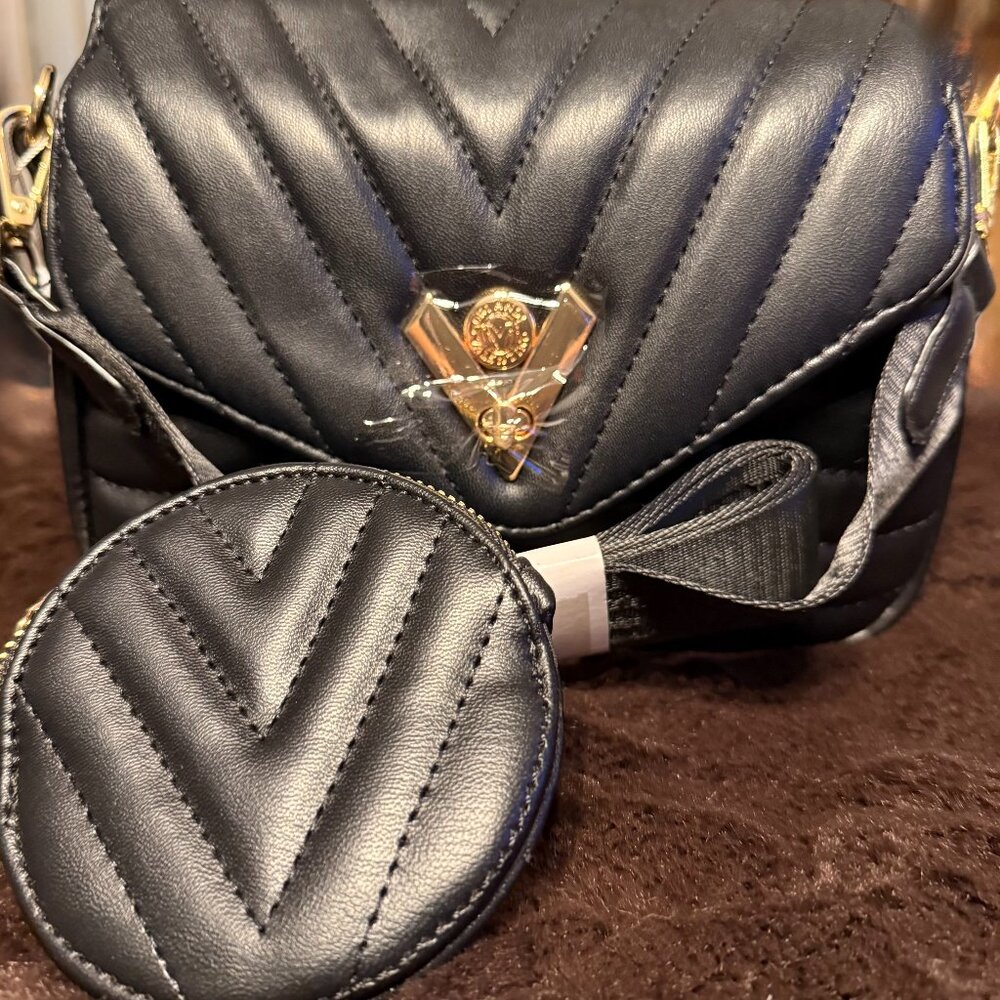 Valentino Orlandi Black Crossbody Handbag w/Matching Coin Purse NWT